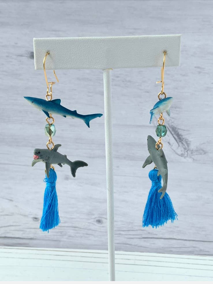 shark tassel earrings