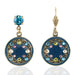 Pair of decorative earrings with blue and gold design