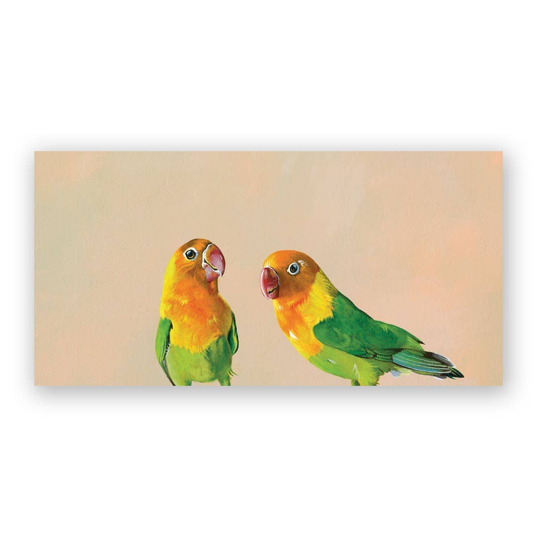 Lovebird Pair Wood Wall Art Decor | 12x6