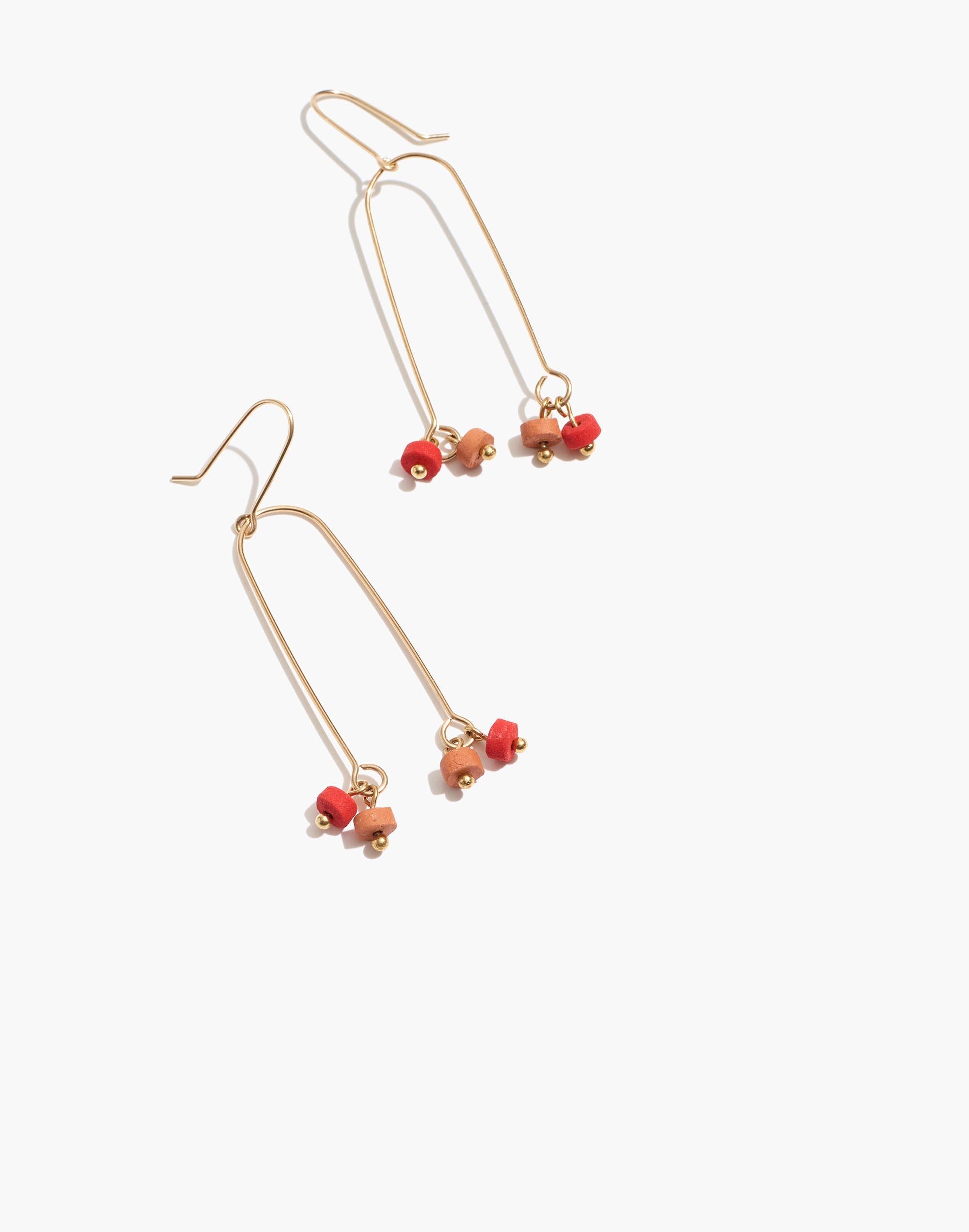 beaded gold dangle earrings