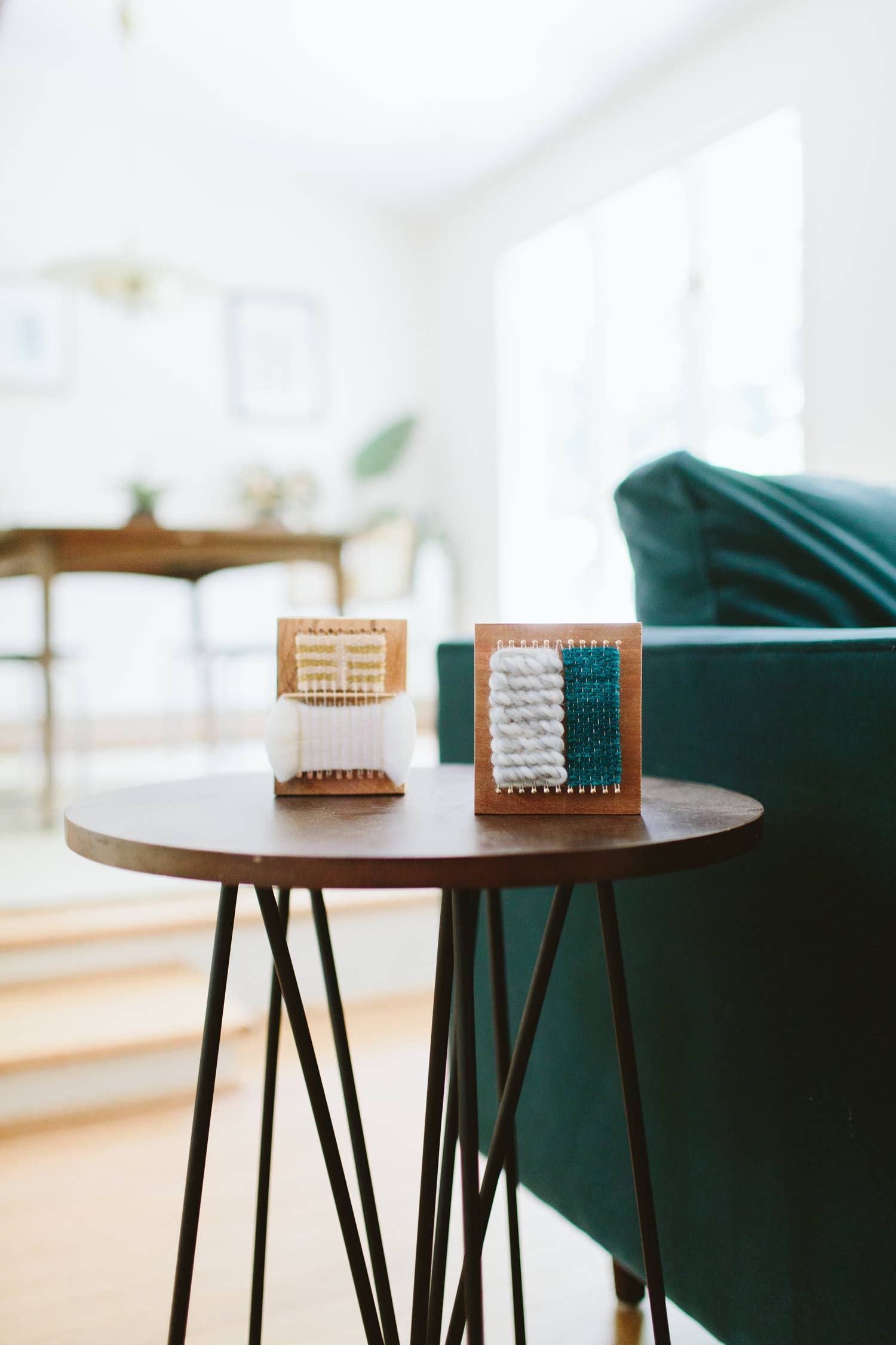 hand woven pin block on a table