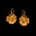 California Poppy Large Wire Drop Earrings featuring cast bronze with hand patina and 24k gold finishes, accented with copper.
