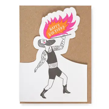 Happy Birthday greeting card fire breather