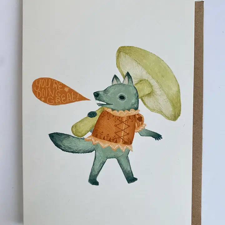 You're doing Great fox carrying mushroom Greeting Card