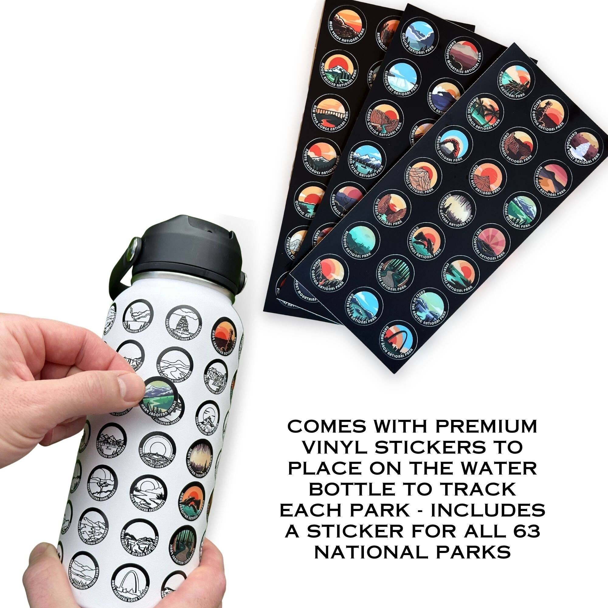 National Park Water Bottle Tracker with Stickers