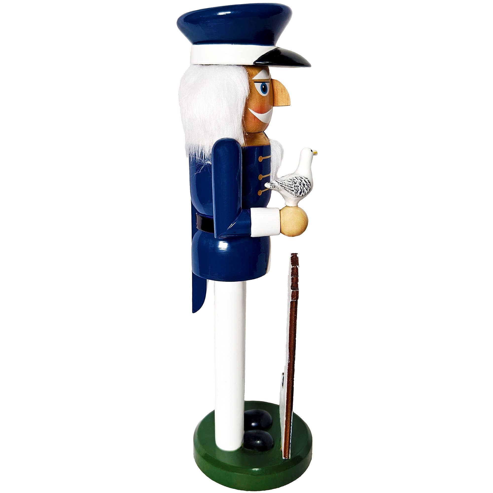 Side view of the 14” Master of the Lighthouse Nutcracker, bringing festive vibes while looking like he just spotted Rudolph!