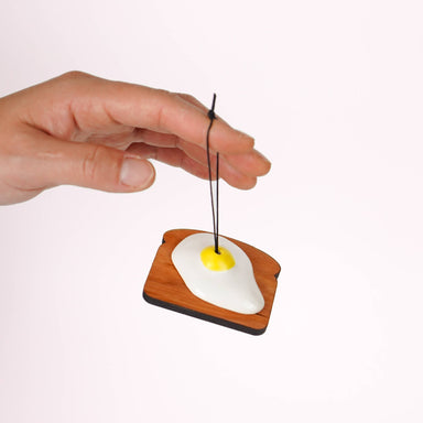 ceramic toast and egg ornament