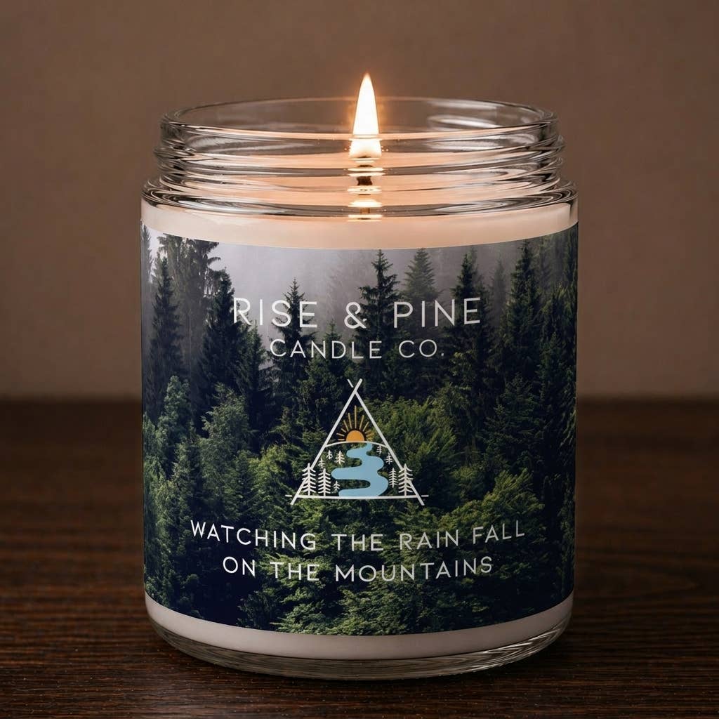 Petrichor Rain Soy Wax Candle - 9oz tempting you with scents of rain and dew - the perfect companion for your cozy nights in, minus the soggy weather!
