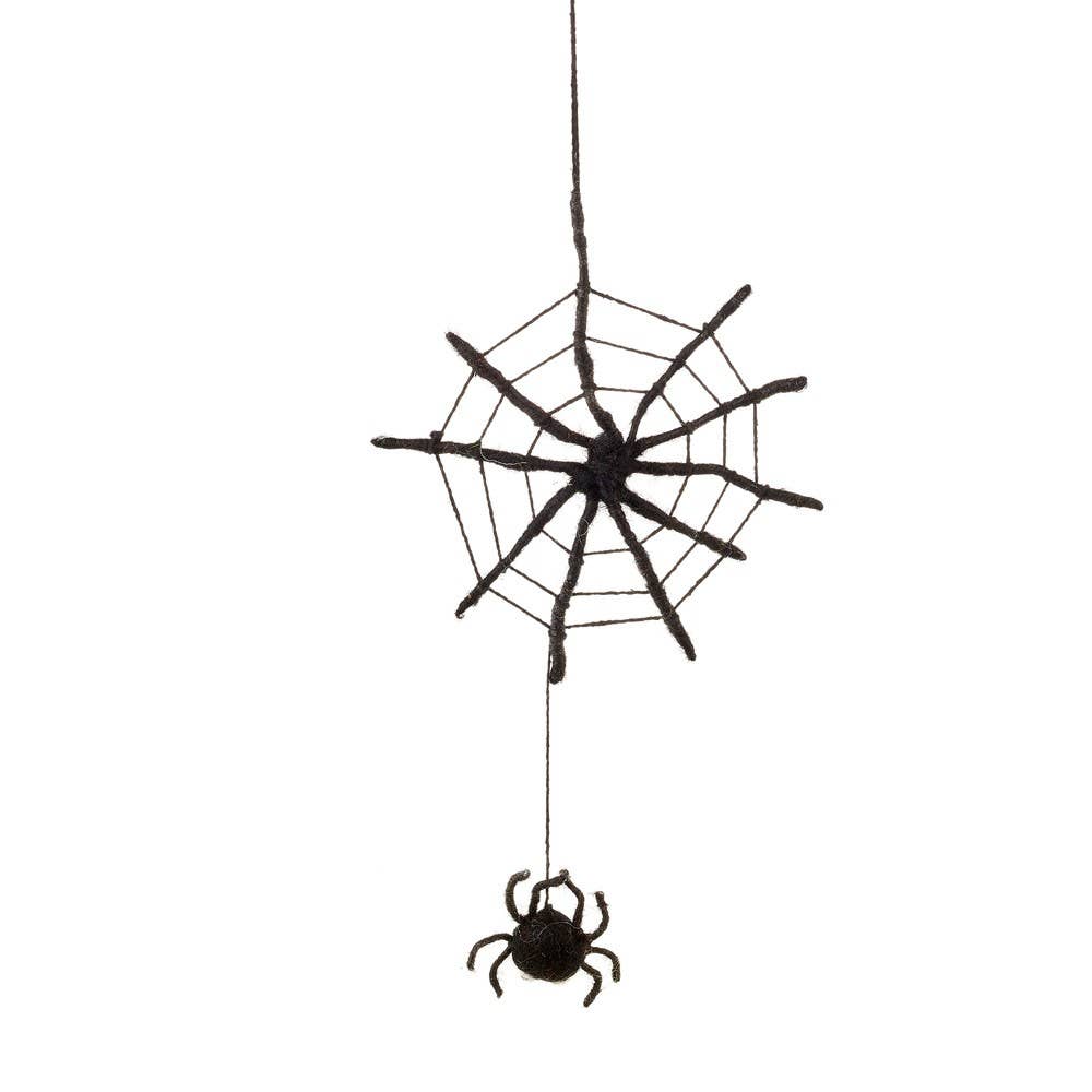 Handmade Felt Fair Trade Spooky Spiderweb Hanging Halloween