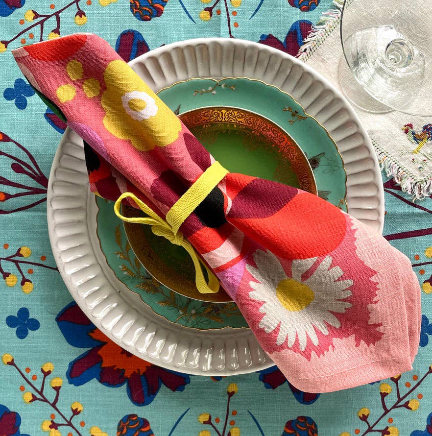 Close-up of the Garden Napkin Set of 4 showcasing the detailed screen print design.