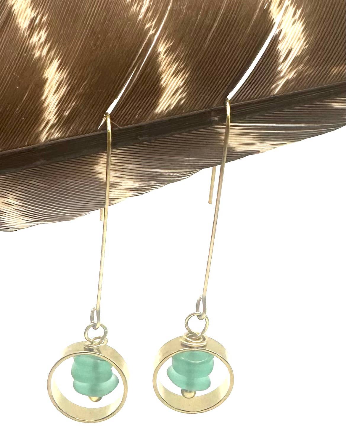 Brass Teal Glass Drops