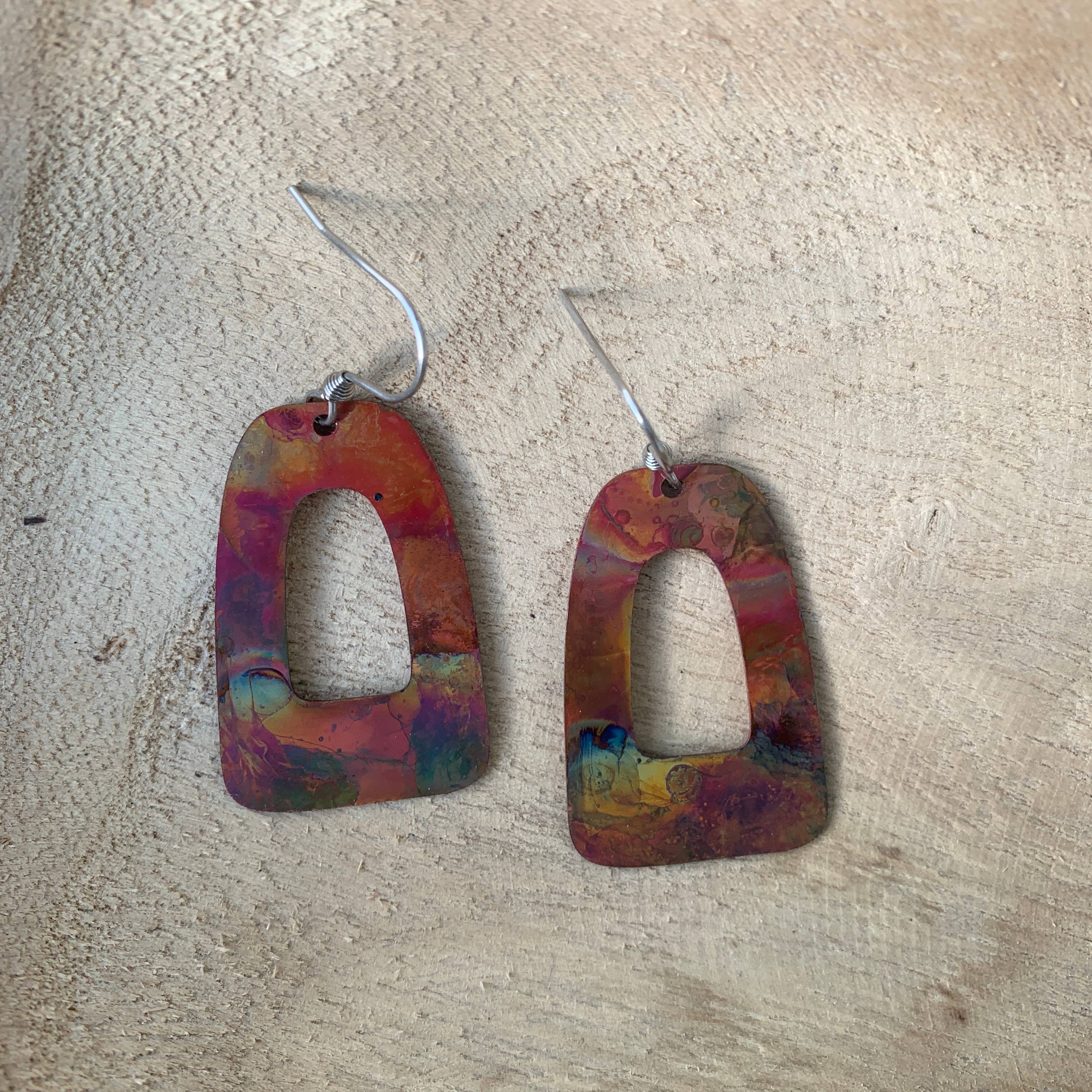 Boho Frame Copper Earrings
