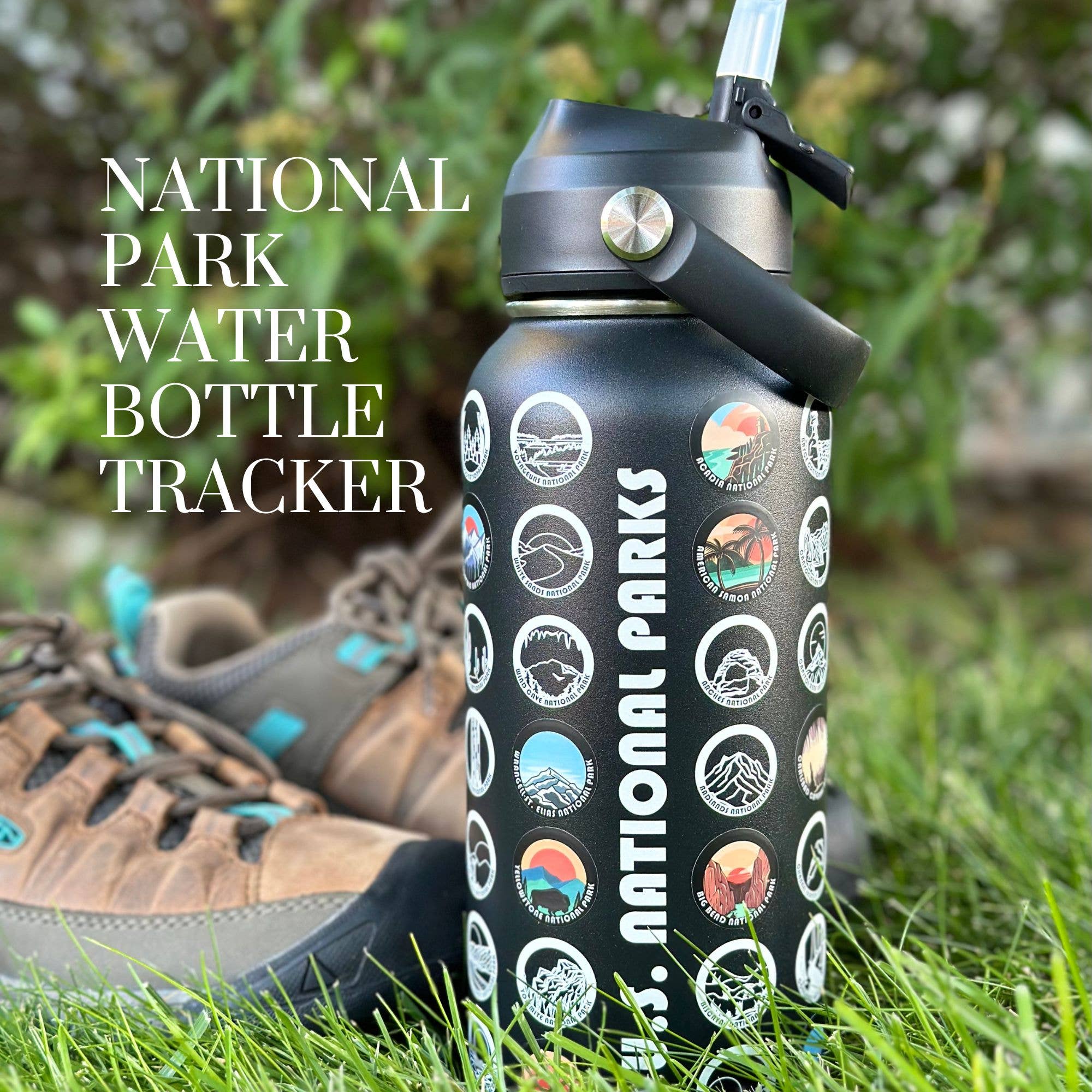 National Park Water Bottle Tracker with Stickers