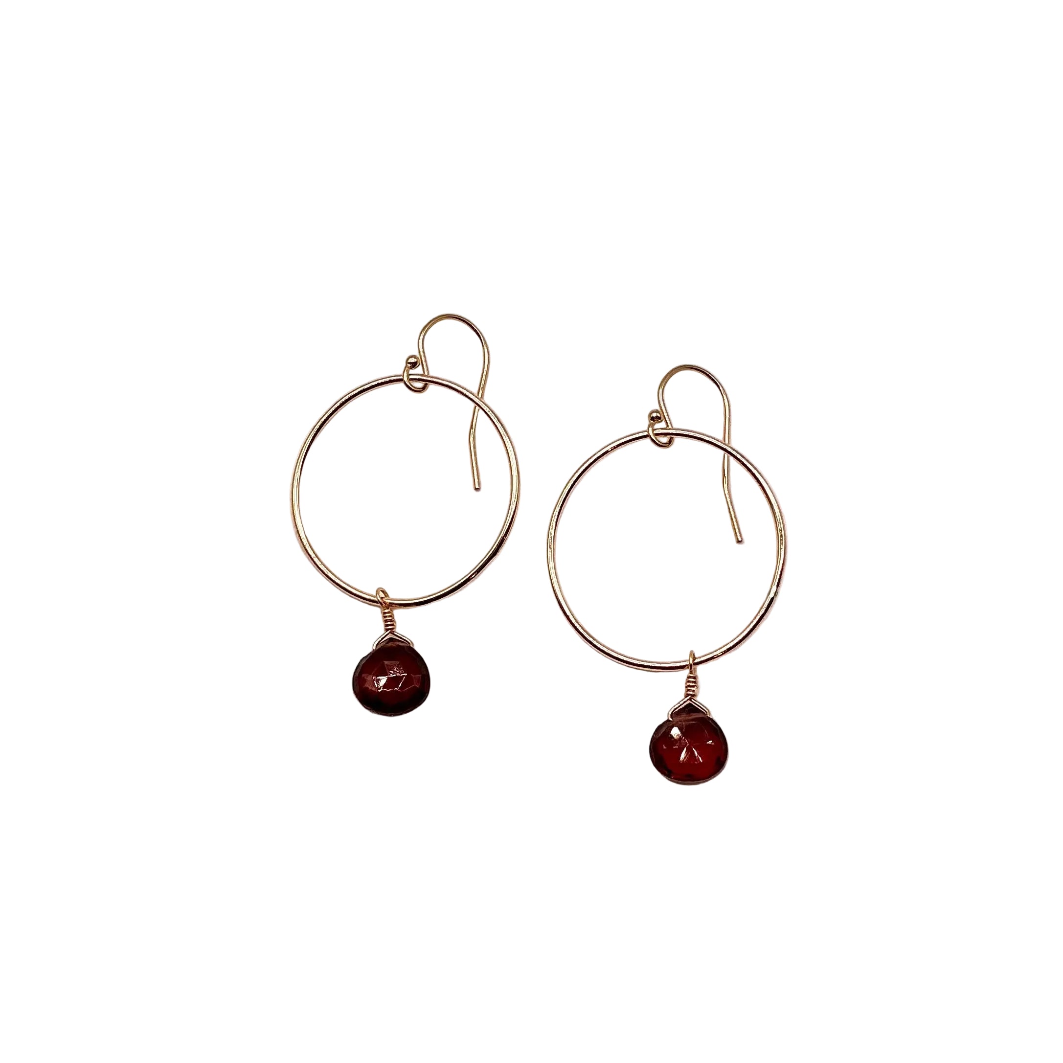 Garnet Hoop Earrings