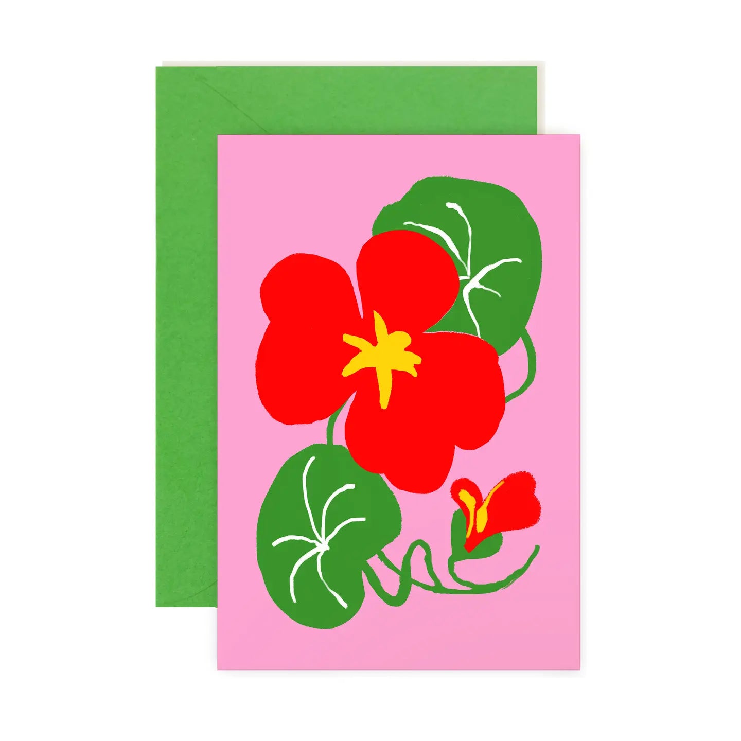 Colorful floral illustration on a mini note card with a green envelope from Karen Schipper Mini Note Card Collection.