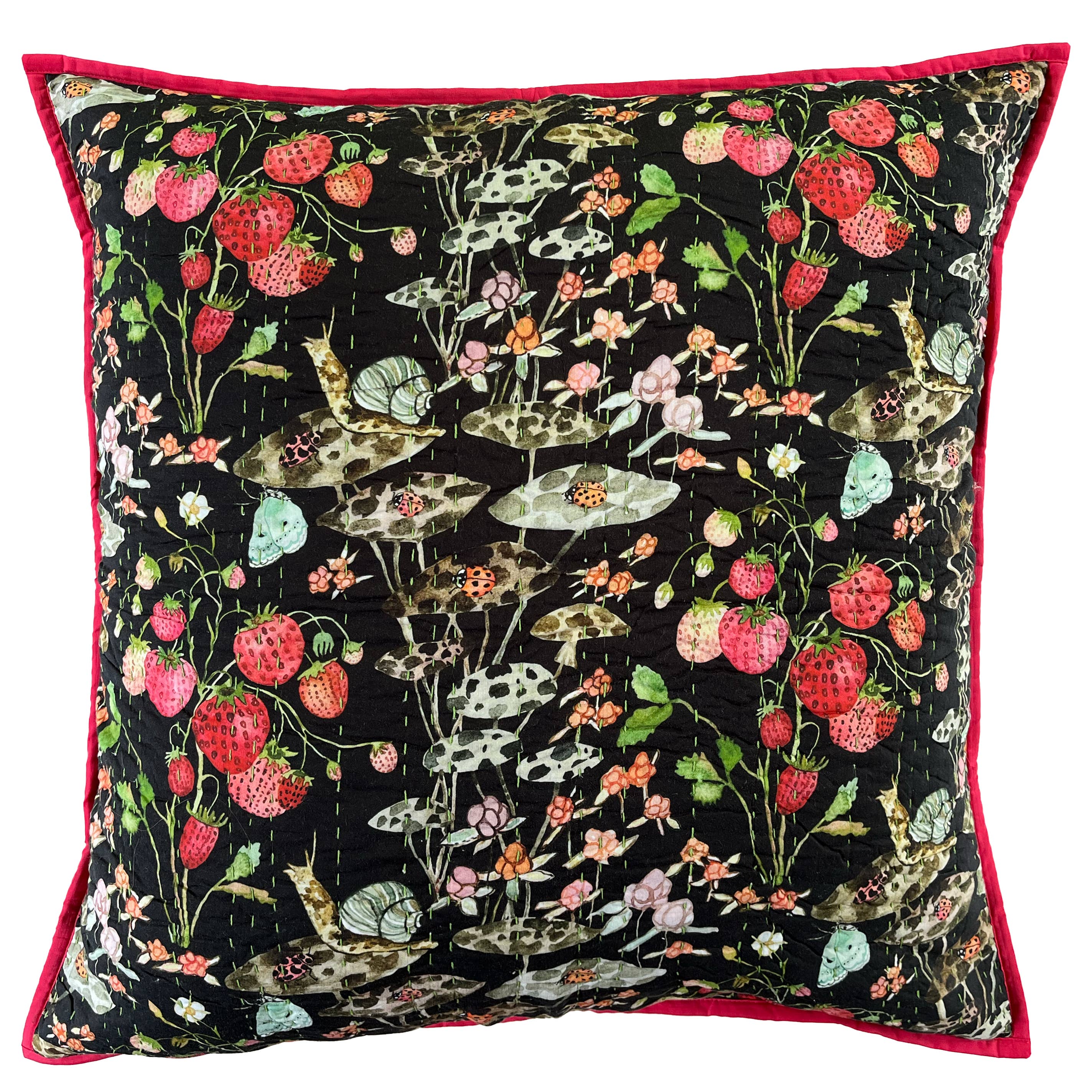quilted pillow with strawberries