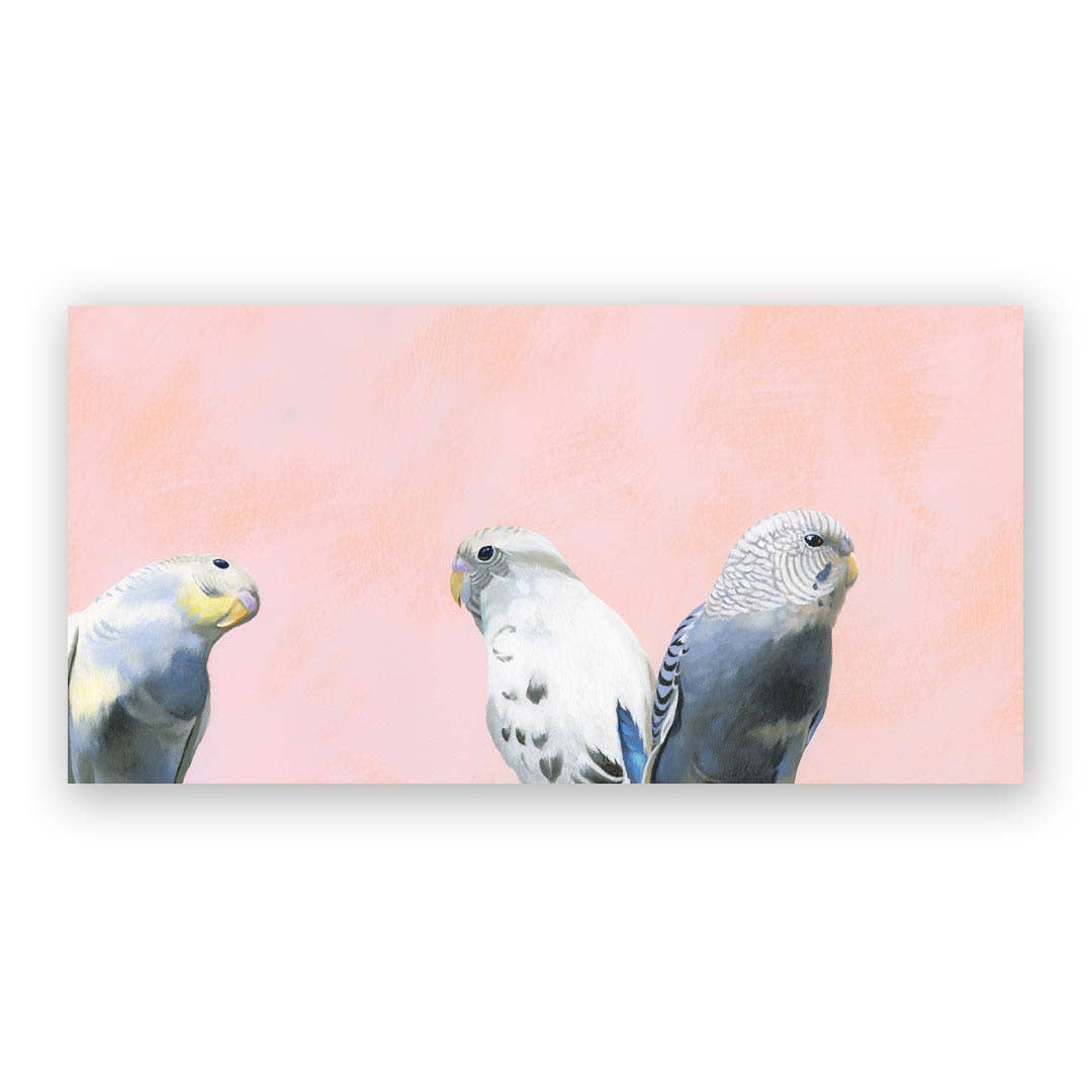 Budgie Trio Wood Wall Art Decor | 12x6
