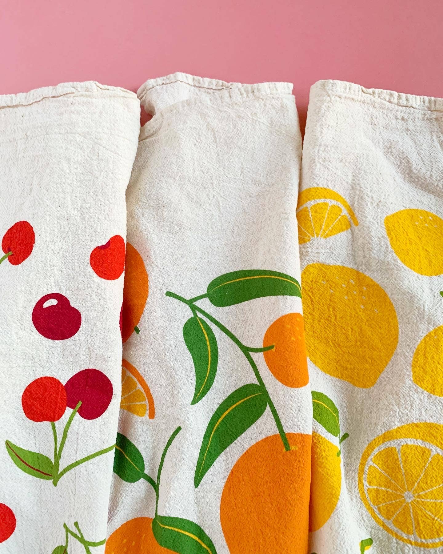 Fruit Stand (Cherry, Orange, & Lemon) Tea Towels - Set of 3