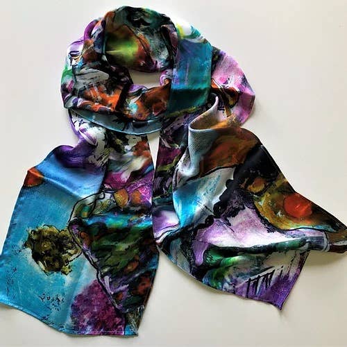 Women of the World silk scarf by Nina J, limited-edition wearable art inspired by nature