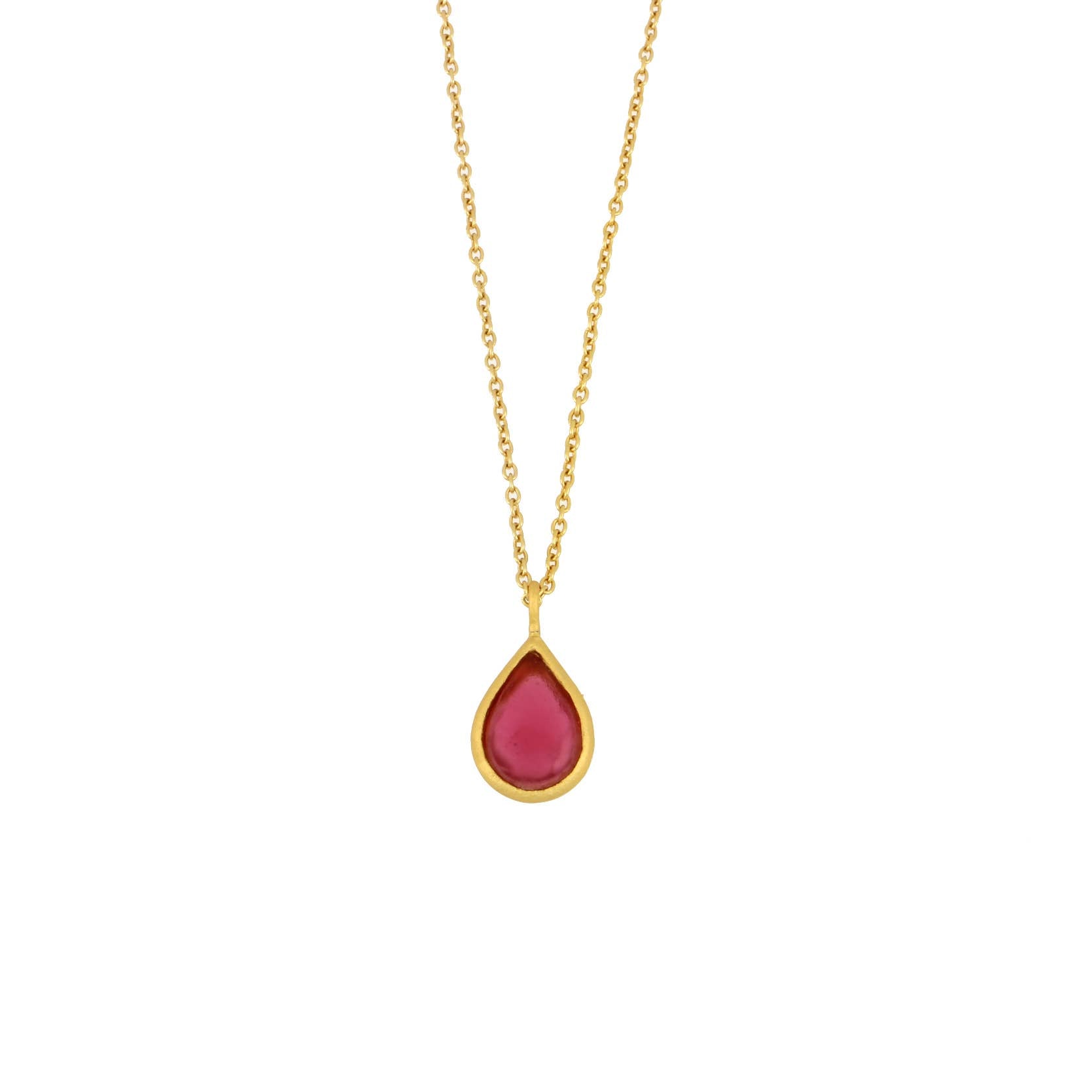 red colored glass pendant necklace