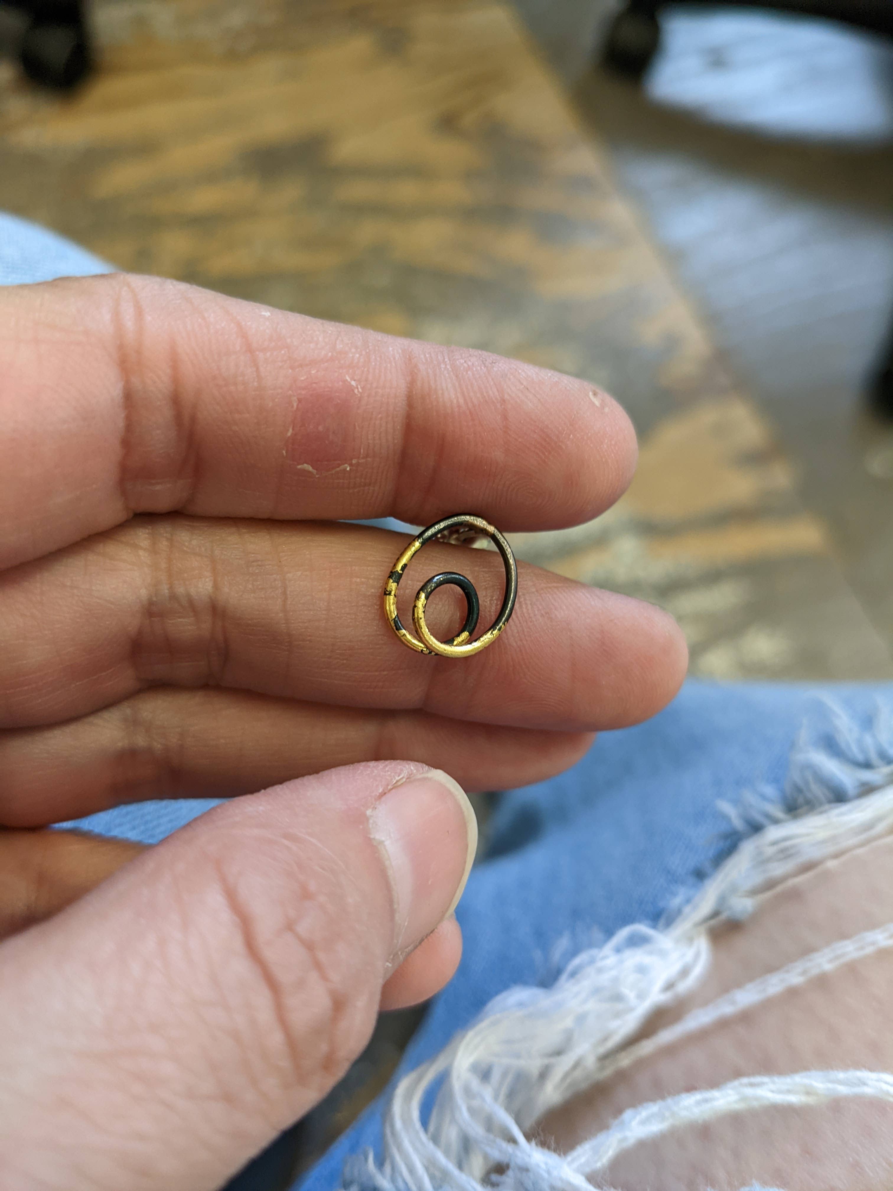 Steel & Gold Coil Earrings