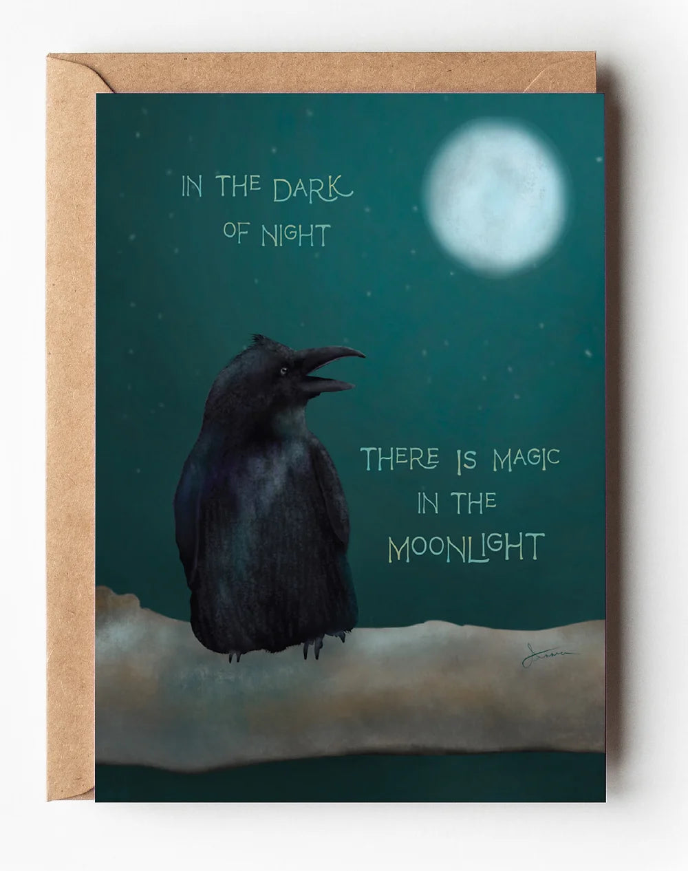 In the dark of night there is magic in the moonlight greeting card