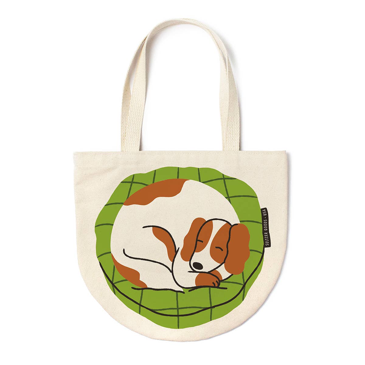 Curled Dog Round Tote