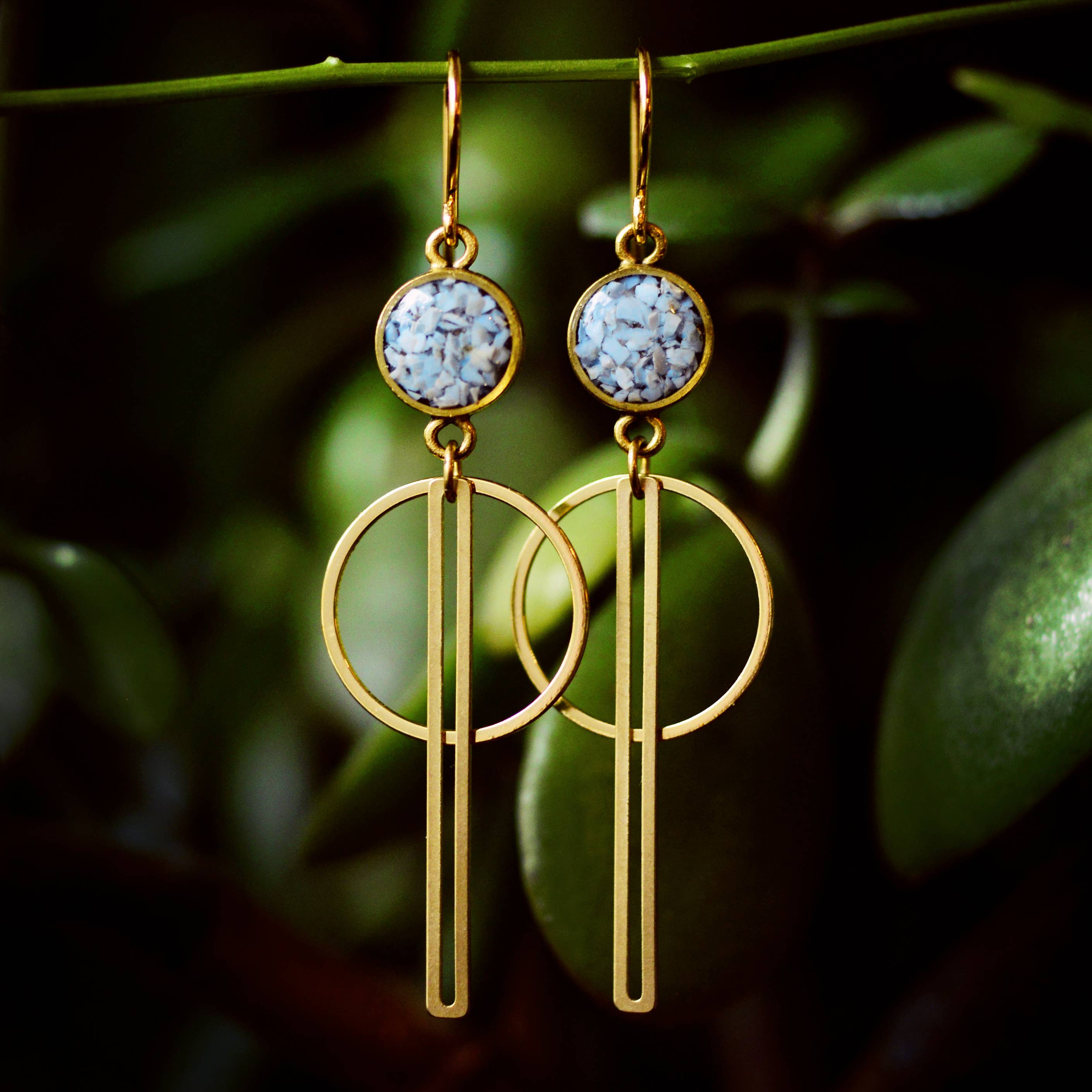 Geometric Circle and Bar Drop Earrings
