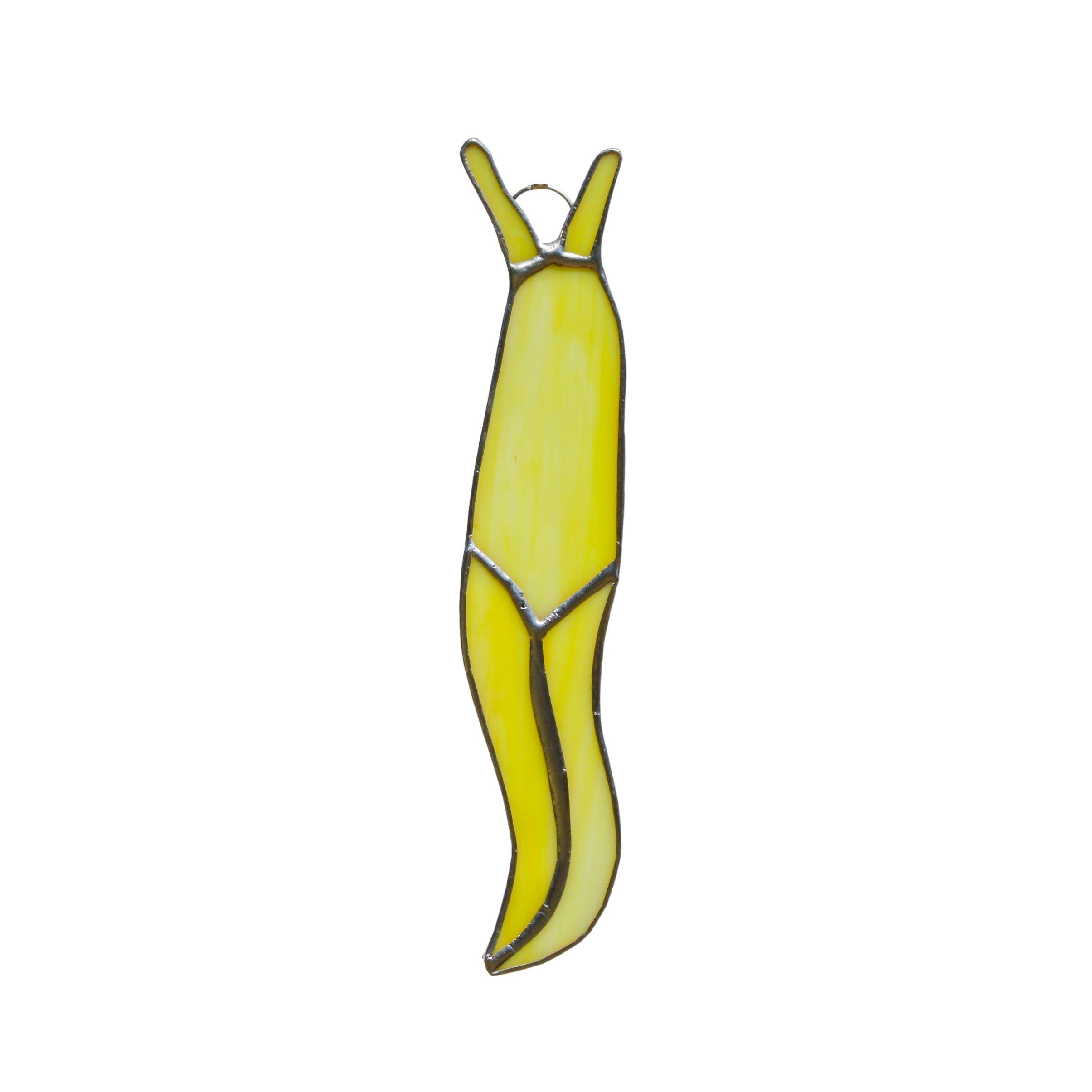 Banana Slug Stained Glass 5" × 1" – Nature & Garden Decor