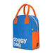 Blue and orange bag labeled 'doggy bag' 