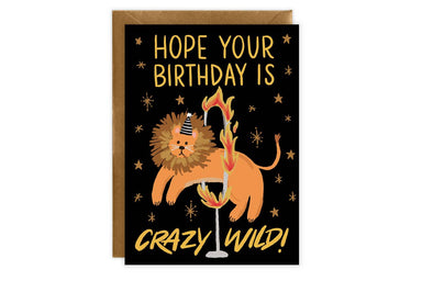 Hope your birthday is crazy wild lion jumping through fire ring