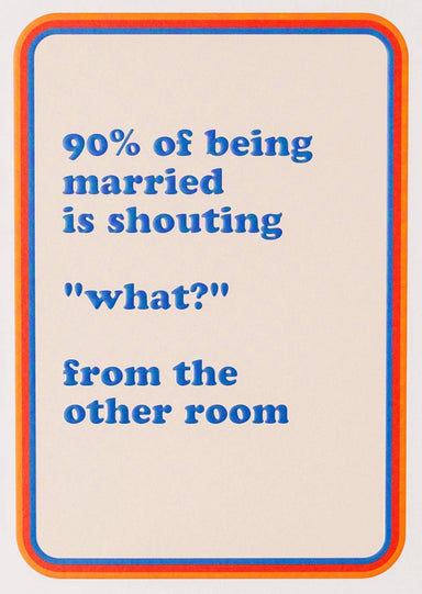 Playful card design for '90% of being married', showcasing a kitsch Pina Colada theme perfect for celebrating love.
