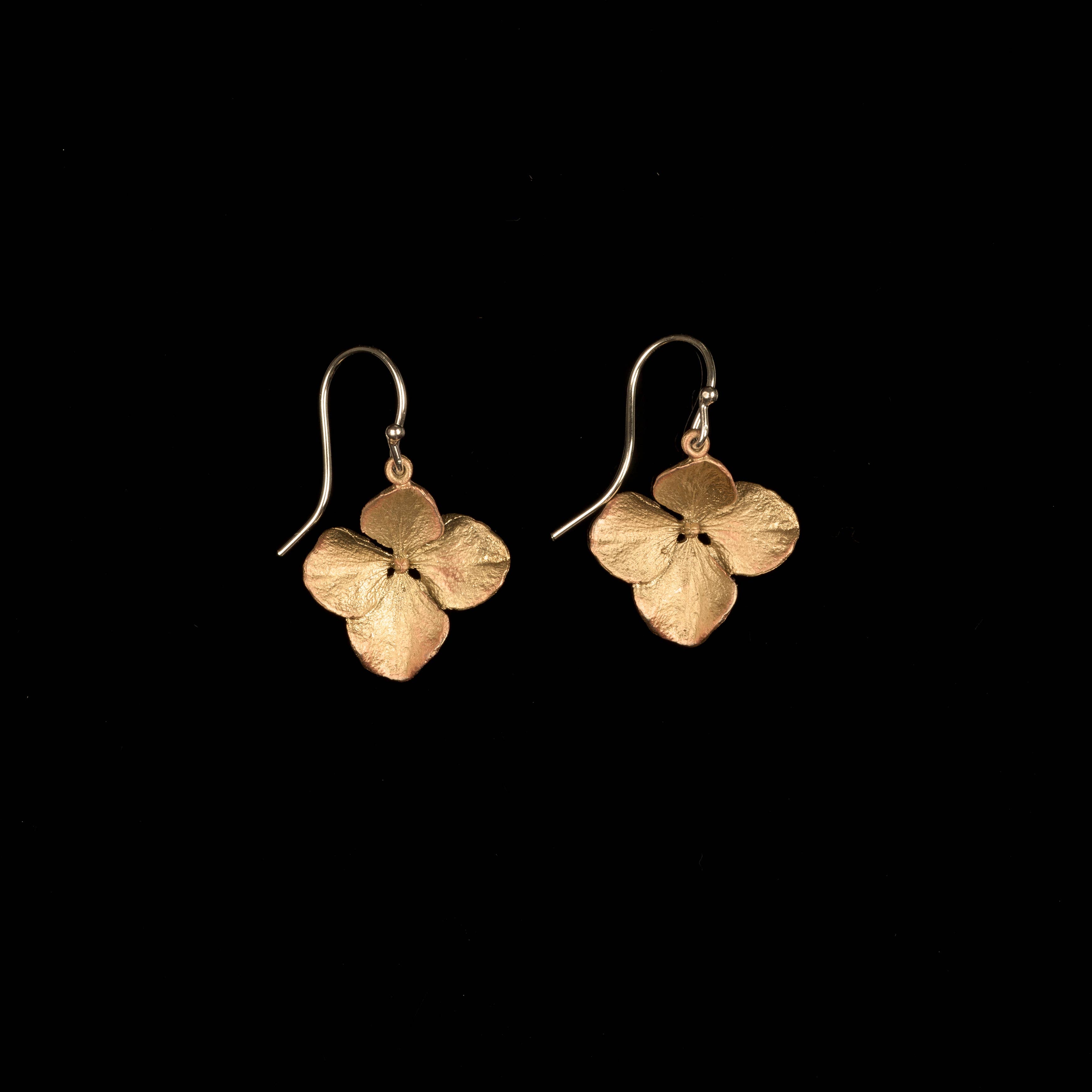 gold Hydrangea petal drop earrings