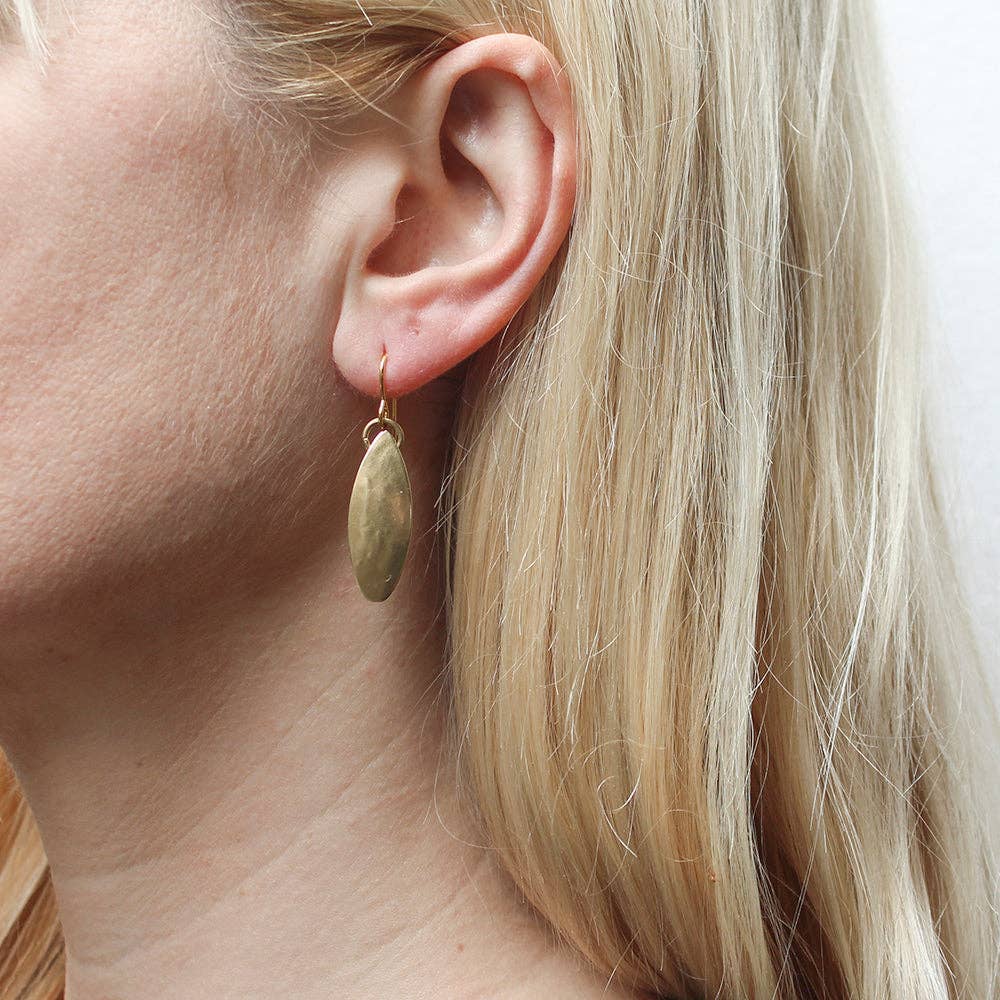 Rounded Leaf Pod Wire Earrings by Marjorie Baer, handcrafted jewelry made in California