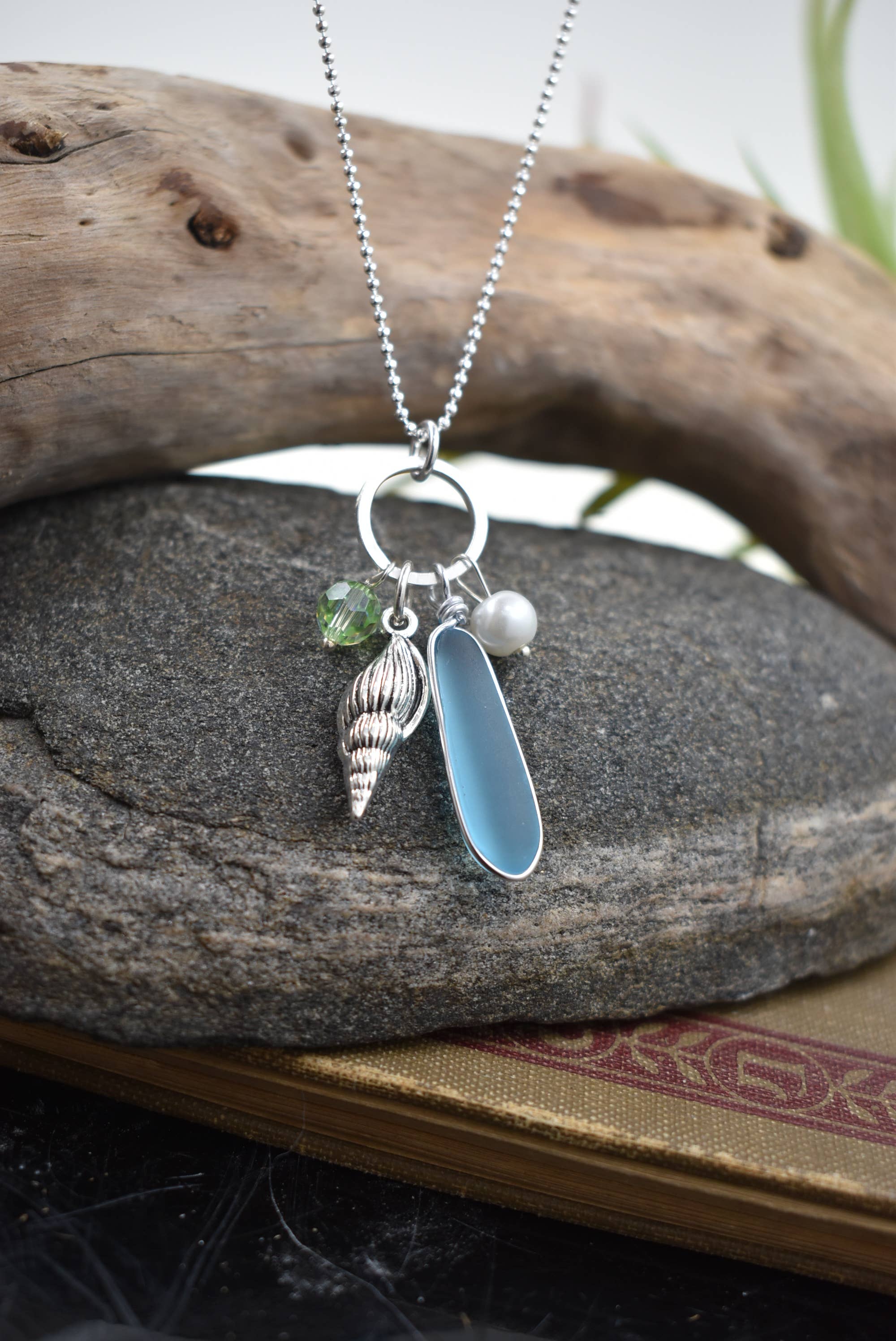 Ocean treasures charm pendant -  sea glass jewelry