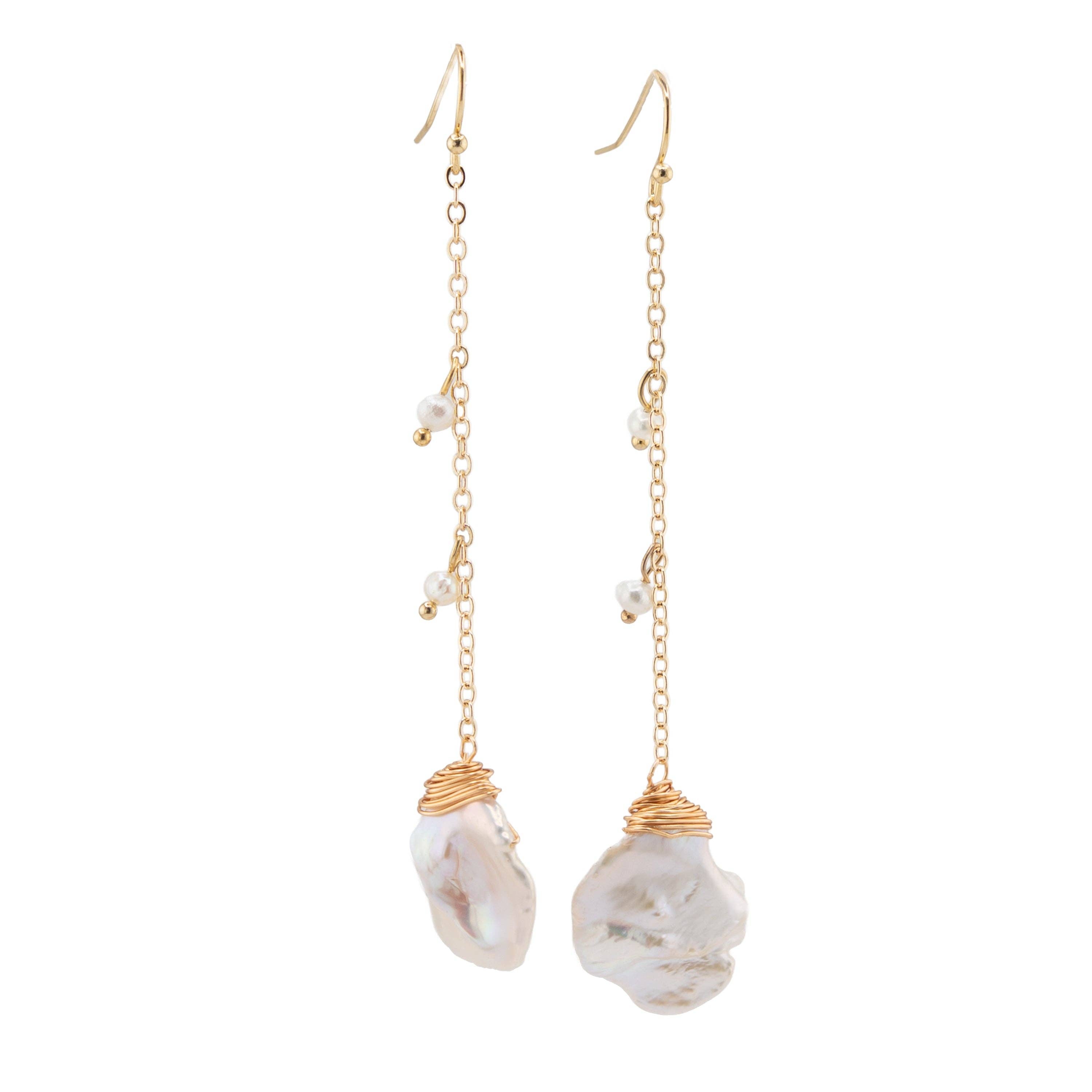 Hoku Keshi Pearl Dangle Earrings