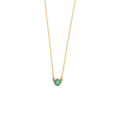 Close-up of the Bubble Diamond 16" Adj. Dainty Pendant - Featuring a cast glass accent that might leave you questioning if it's a jewel or a planet in a whimsical solar system!