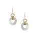 Small Double Linked Rings Wire Earrings featuring a small silver ring connected with a brass ring, showcasing modern style and subtle details.