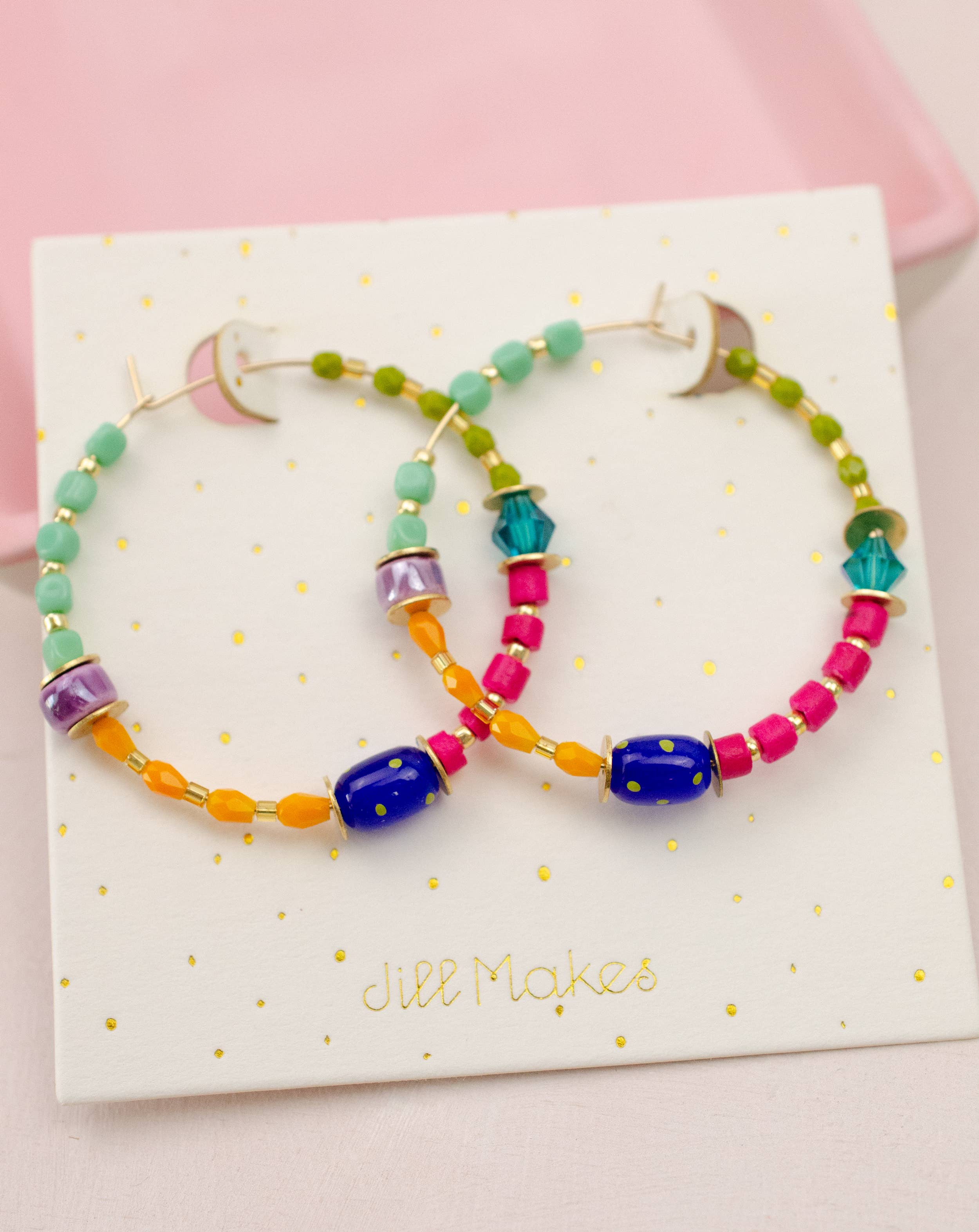 Large Colorful Beaded Earrings
