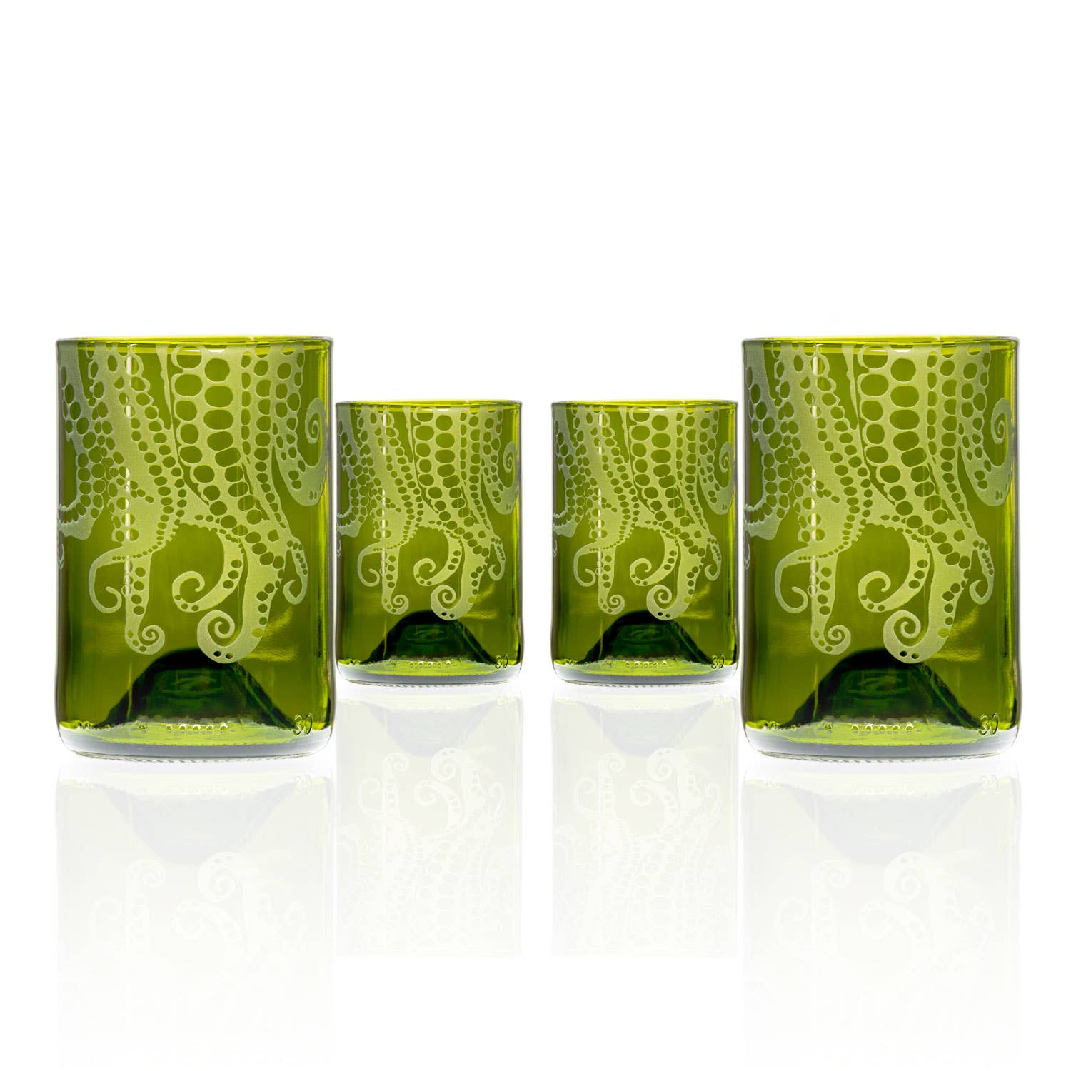 Upcycled Oscar Octopus 12oz Dark Green Repurposed Tumbler