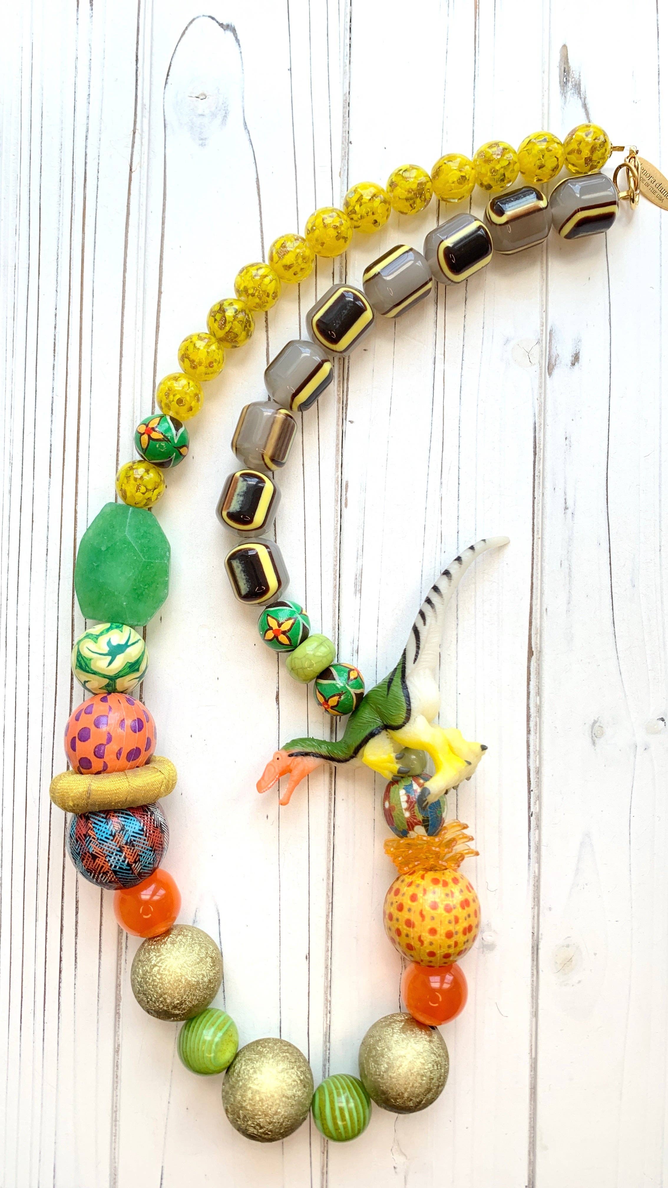 dinosaur beaded necklace