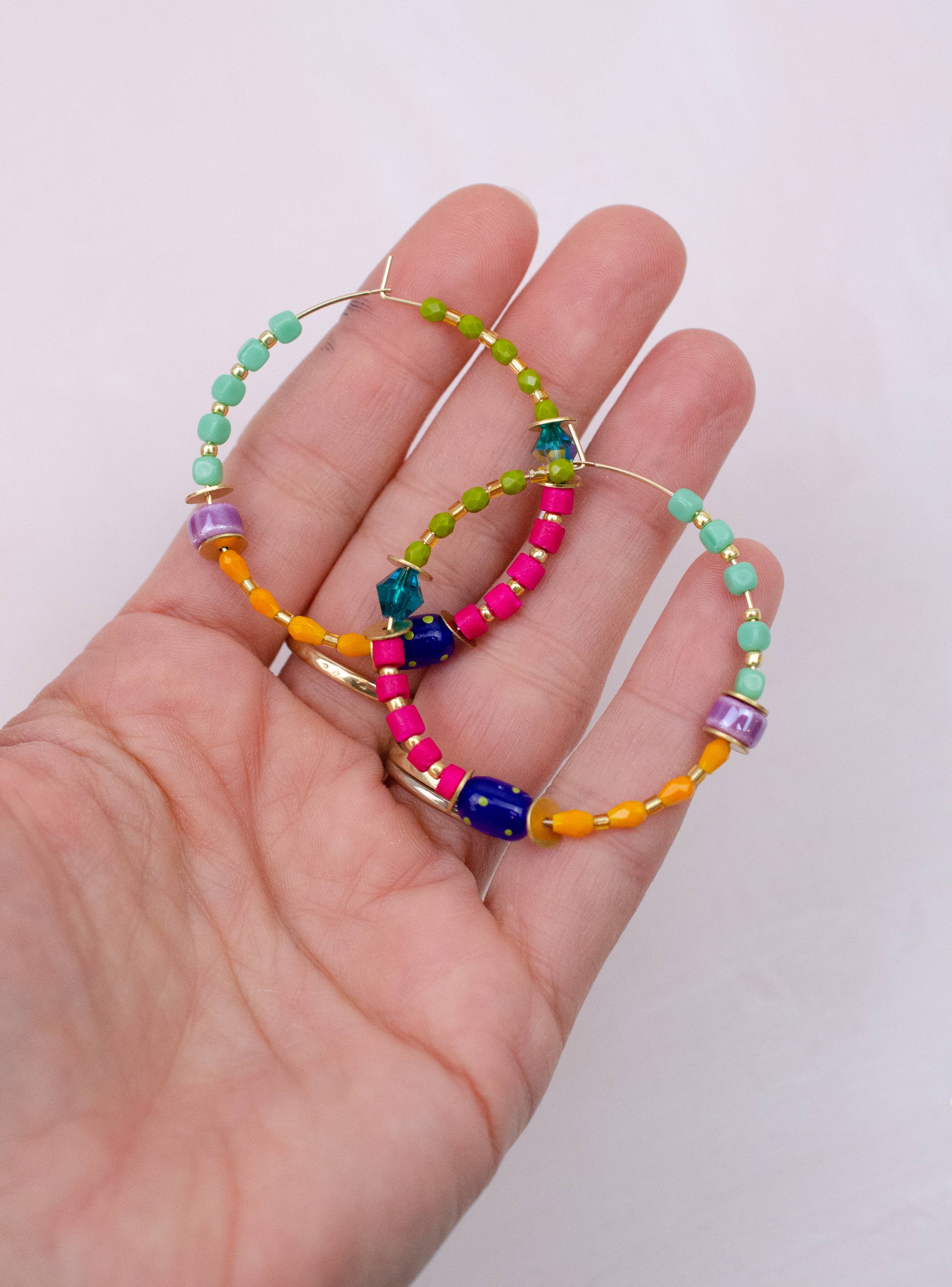Large Colorful Beaded Earrings