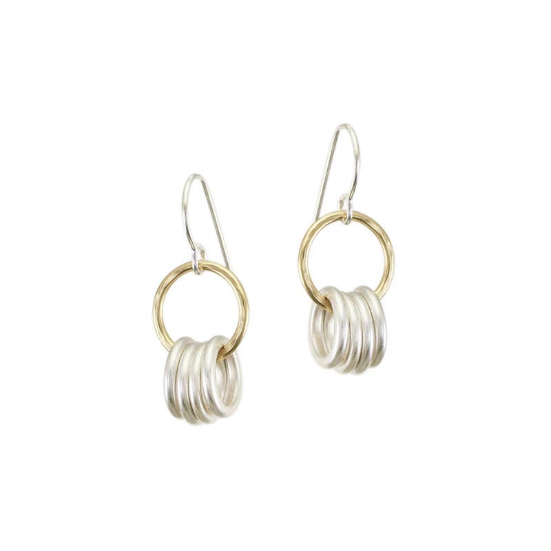 Thin Ring and Hoops Wire Earrings by Marjorie Baer, handcrafted jewelry made in California
