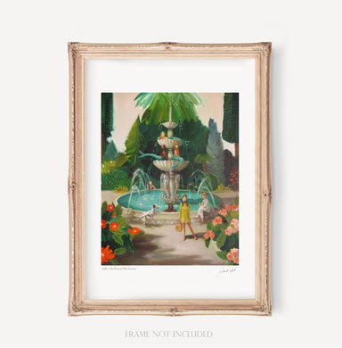 Selfie At The Mermaid Public Fountain Art Print