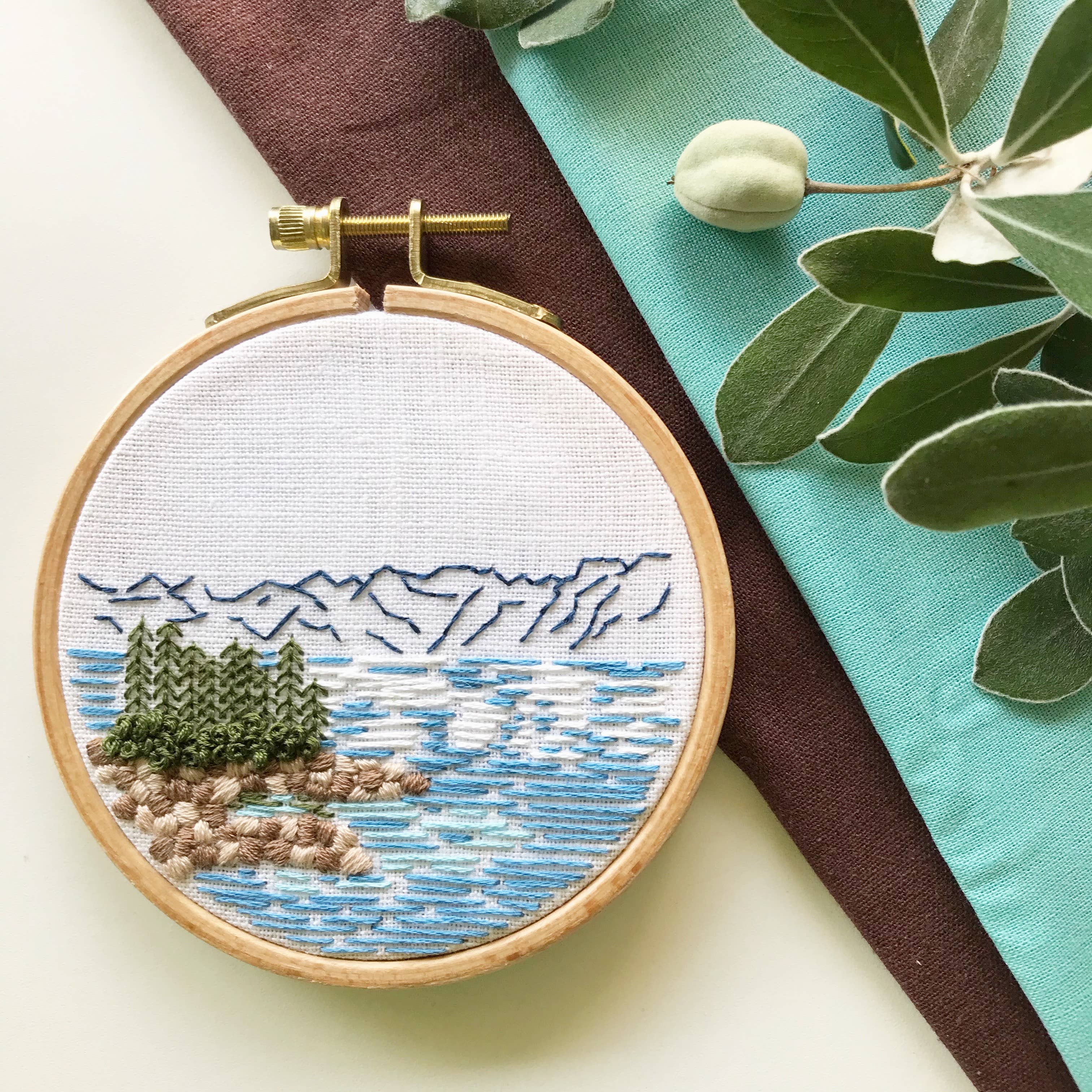 Lake embroidery kit