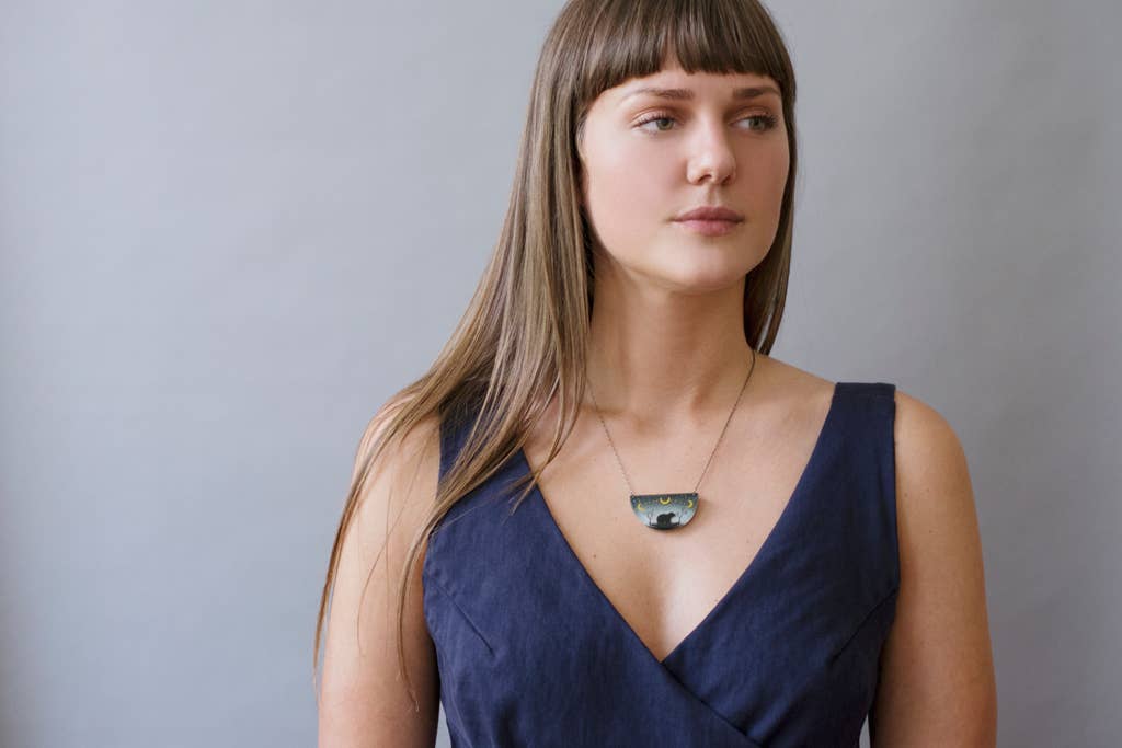 Spirit Bear Painted Necklace