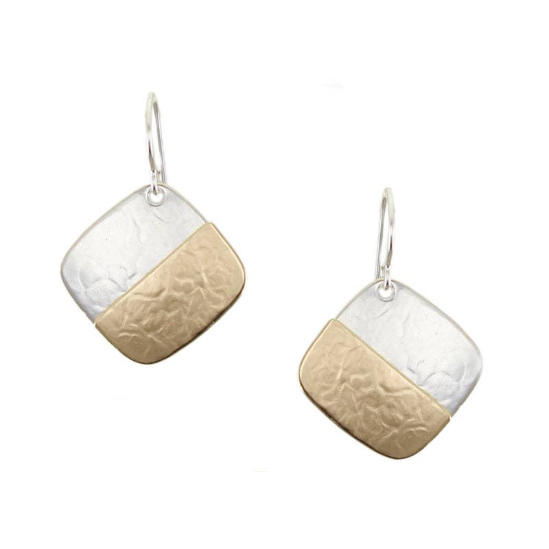 Medium Half & Half Square Wire Earrings by Marjorie Baer, handcrafted jewelry made in California