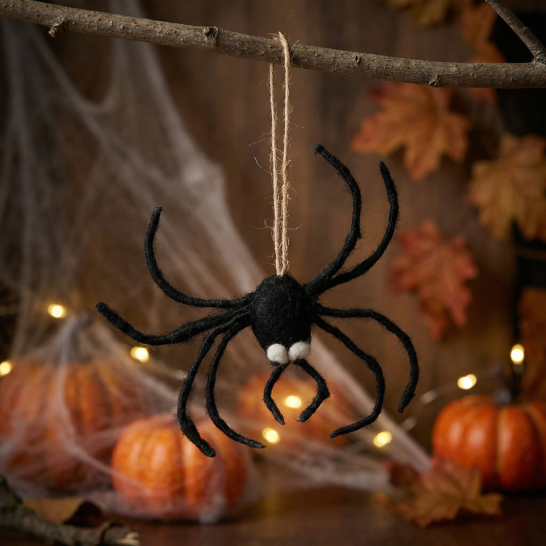 Handmade Felt Hanging Halloween Spider Decoration