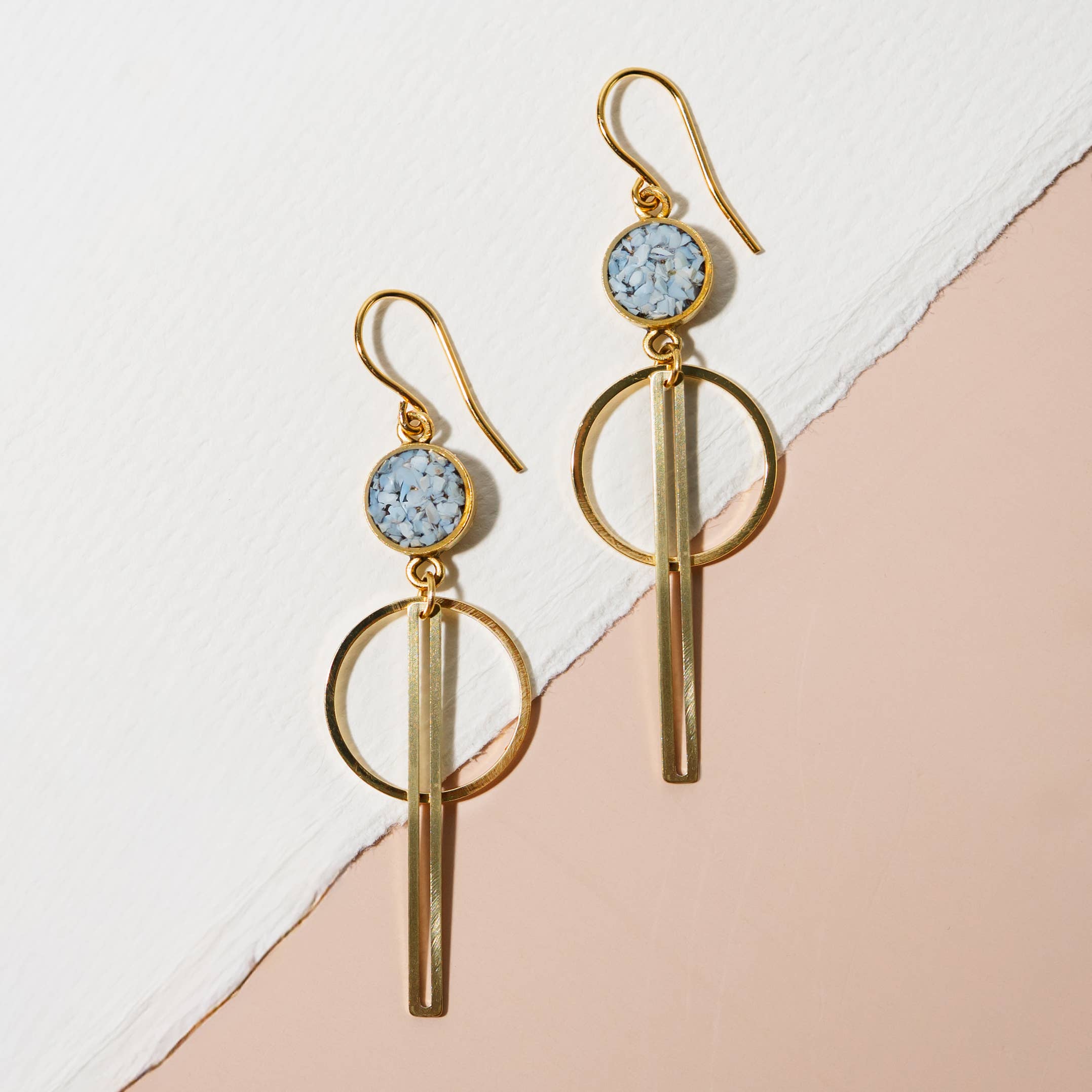 Geometric Circle and Bar Drop Earrings