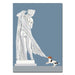 Dog tugging a statue blank greeting card